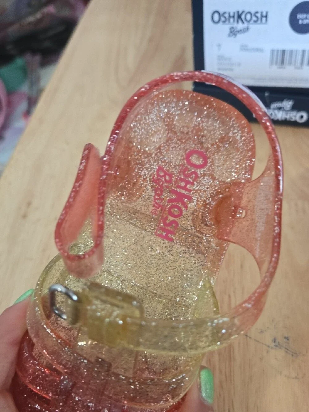 OshKosh B'gosh Glitter Jelly Sandals - Pink and Gold Sparkle